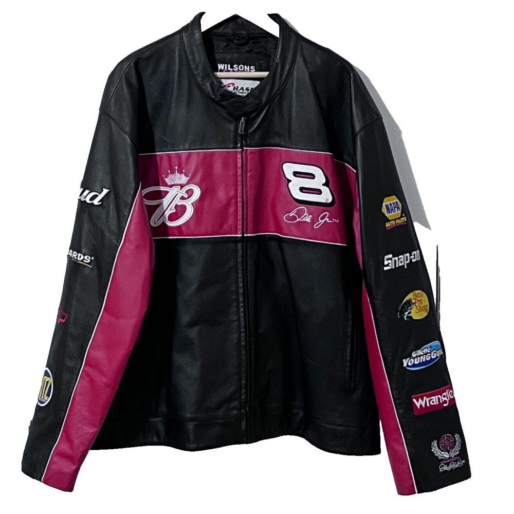 Dale Earnhardt Jr Leather Jacket Mens 2XL Chase Authentics Wilsons Budweiser Y2K